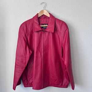 LNR Nordstrom Women's Vibrant Red Genuine Leather Jacket, Size XL